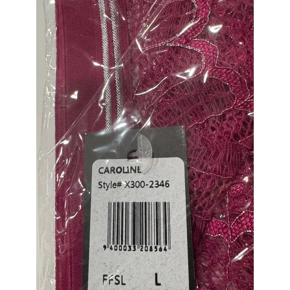 NEW Frederick's of‎ Hollywood Caroline Boyshort Panty Size L Fuchsia Silver NWT